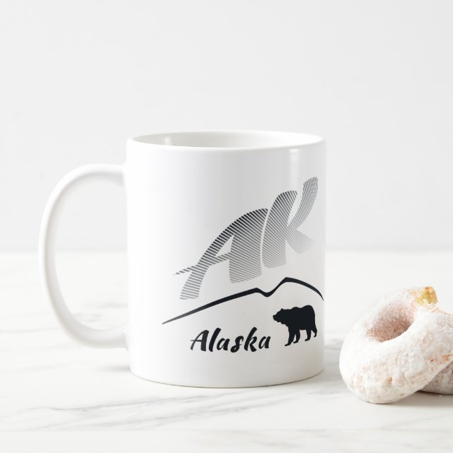 Björn (AK) för Alaska Kodiakbrunt - svart logotyp Kaffemugg (Med munk)