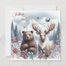 Björn, älg och vacker natur julen