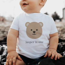 Björn Ansikte 1:a födelsedag Baby Tshirt T Shirt