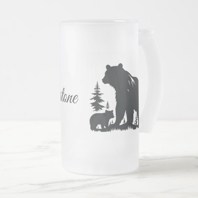 Björn av glaset Mugg-Yellowstone, frostat Ölglas (Framsida höger)