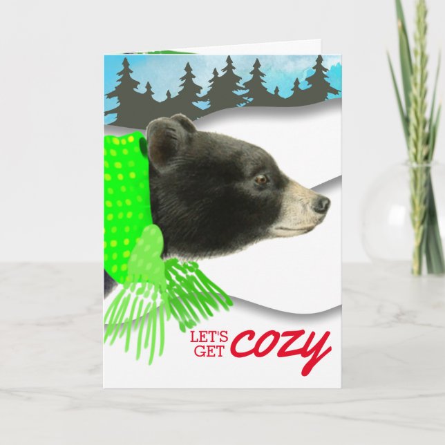 Björn av trikåpa, handgjord på julklapp helgkort (Framsida)