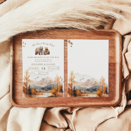 Björn Äventyr Höst Berg Neutral Baby Shower Inbjudningar