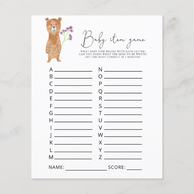 Björn Baby artikelspel. Barnstödsspel (Framsida)