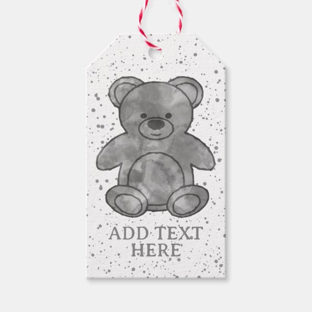 Björn Baby i svart och vit Anpassningsbar Presentetikett (Framsidan)