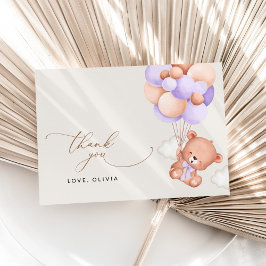 Björn baby, klumpbjörn, Lila-ballonger, babyskor Tack Kort