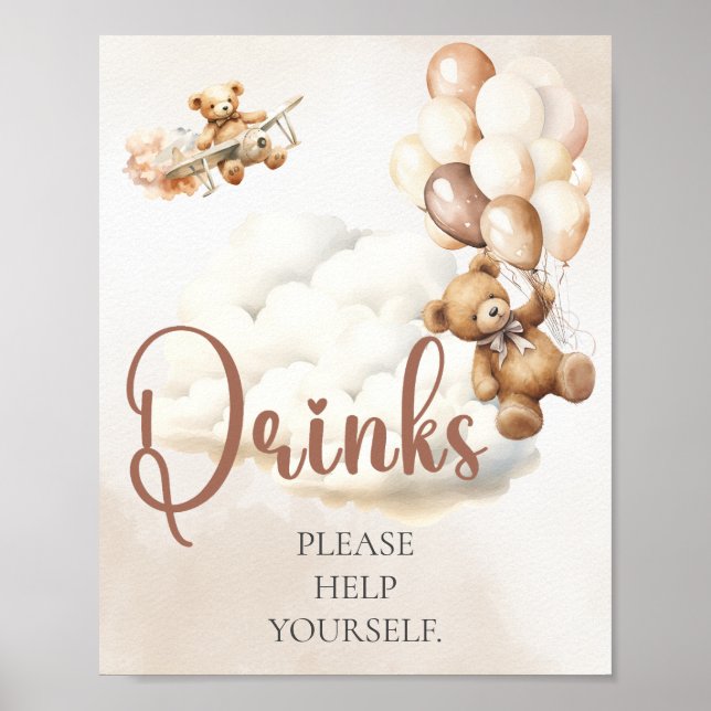 Björn Baby Shower | Dryckesskylt Poster (Framsidan)