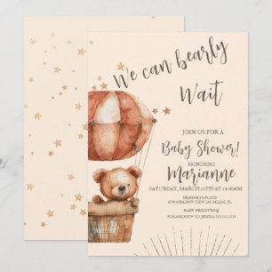 Björn Baby Shower Glittrande Stjärnor Rustik Inbjudningar