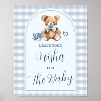 Björn Babyskor Blå Rutigt Lämna Dina Önskningar Poster
