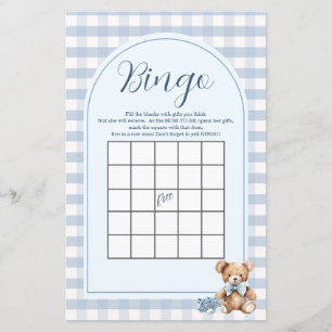 Björn Babyskor Gingham Baby Shower Bingo Spel