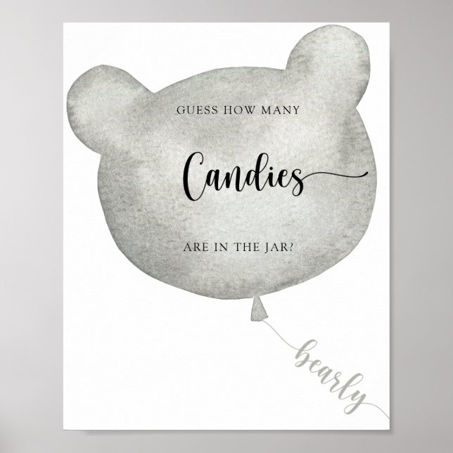 Björn ballong gissa hur många godisar poster (Framsidan)