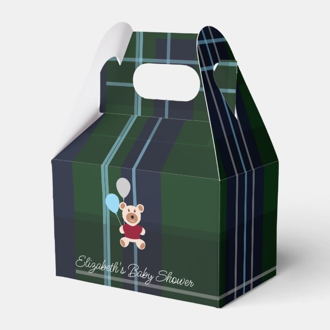 Björn & ballonger Karamellfärgat babyfirande Presentaskar (Framsidan Sidan)