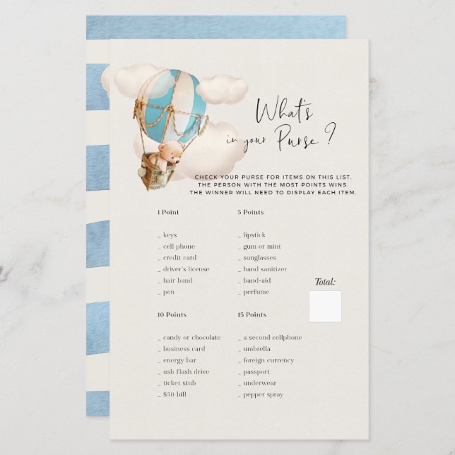 Björn Bebis Badrumslek - Vad Har Du I Din Handväsk (Fram/baksida)