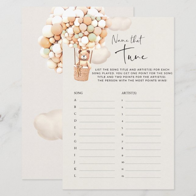 Björn Bebis Shower Game - Identifiera Låten! (Fram/baksida)