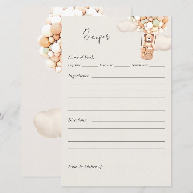 Björn Bebis Shower Game - Recept (Fram/baksida)