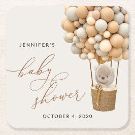 Björn, Beige-ballonger, Luftballong, babyskor Underlägg Papper Kvadrat