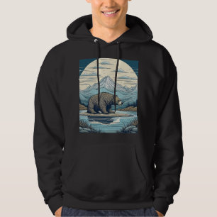 Björn, berg, Sjö, full månatlig Ai Art Hoodie