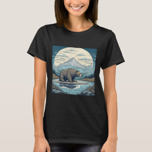 Björn, Berg, Sjö, Fullmåne Ai Konst T Shirt