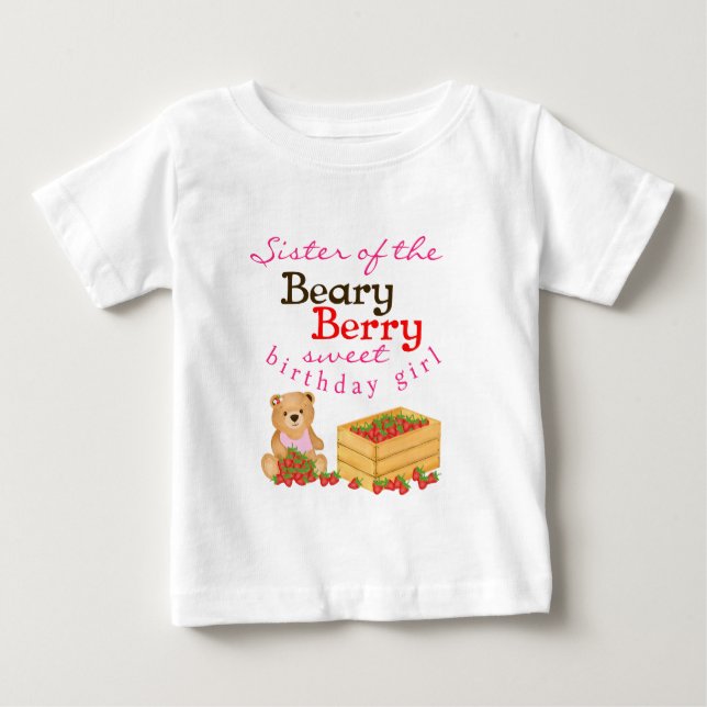 Björn Berry Söt Cub's Jordgubbs syster födelsedag T Shirt (Framsida)
