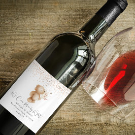 Björn & Biet | Vi kan knappt vänta! Baby Shower Vinflaska Etikett