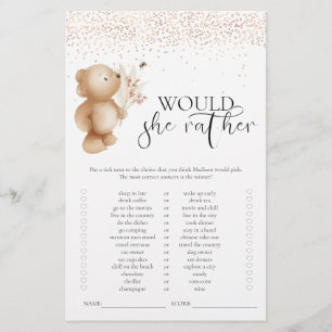 Björn & Biet Vill Hon Hellre Baby Shower-spel
