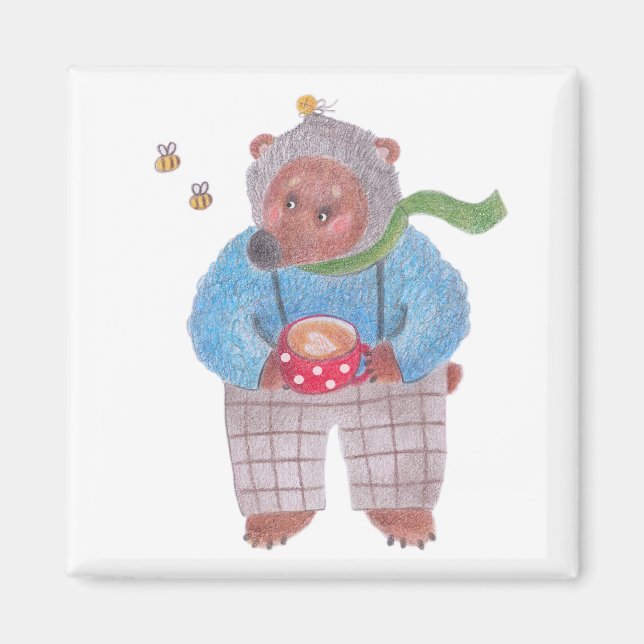 Björn, bin och cappuccino magnet (Framsidan)