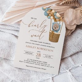 Björn, Blå ballonger, Varm luftballong, Bebis show Inbjudningar