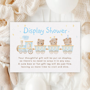 Björn Blå Tåg Display Baby Shower Tilläggskort