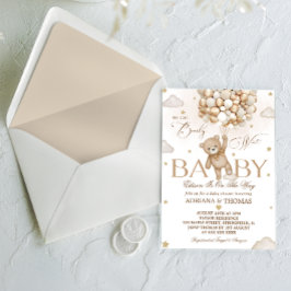 Björn Brun Könsneutral Baby Shower Inbjudningar