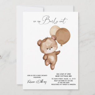 Björn Bruna Björn Knappt Vänta Baby Shower Inbjudningar