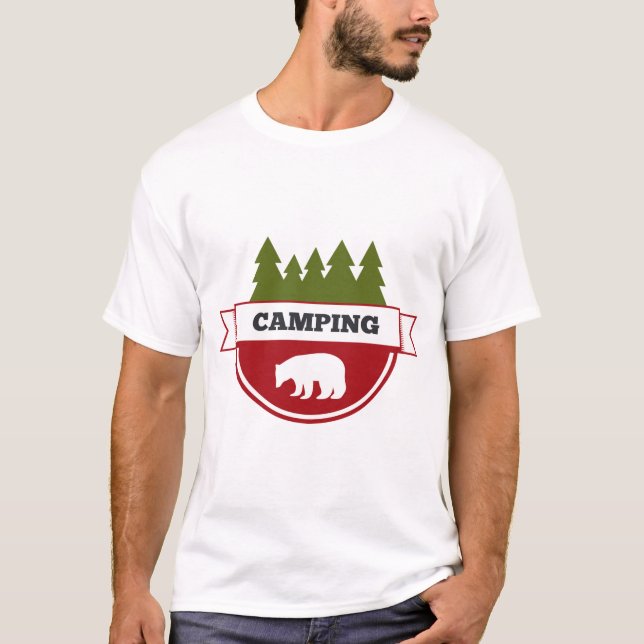 Björn Camping Modern Märke T Shirt (Framsida)