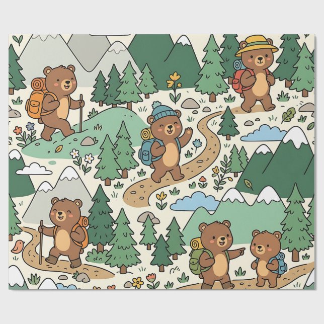 Björn campingst backpack omslagspapper presentpapper (Platt)