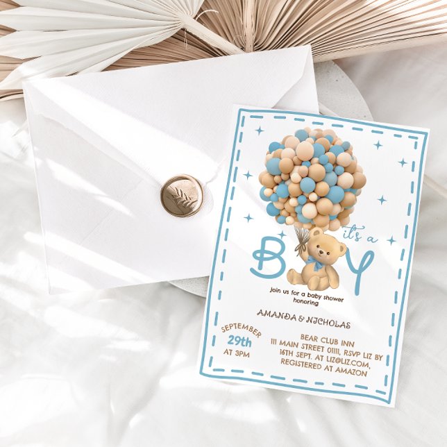 Björn Det är en blå baby shower Inbjudningar (Skapare uppladdad)