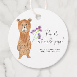 Björn det när hon doppar babydusch gåvor etiketter