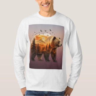 Björn Dubbelexponering Skog T Shirt