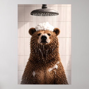 Björn dusch affisch, Rolig djur badrum vägg Poster