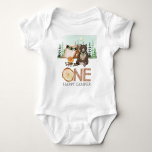 Björn en Lycklig Camper Baby 1:a födelsedag T Shirt