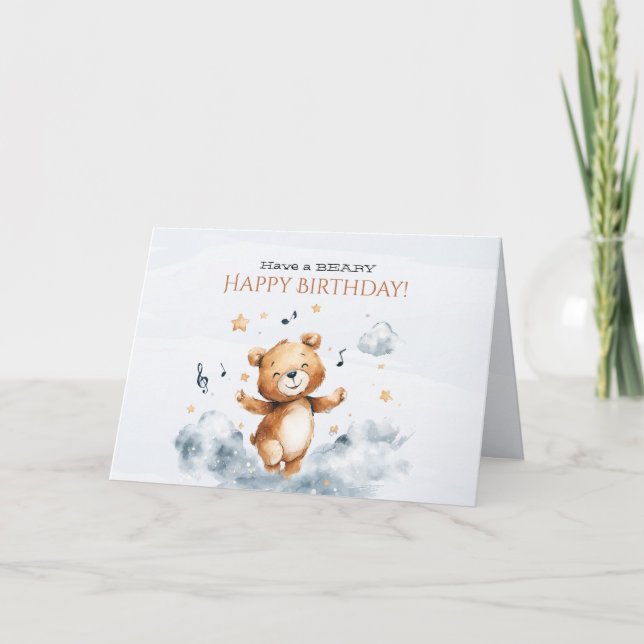 Björn-födelsedag Vikbart gratulationskort Tack Kort (Framsida)