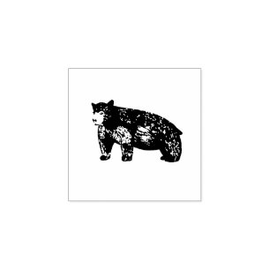 Björn för hand plockademonokromsvart stämpel