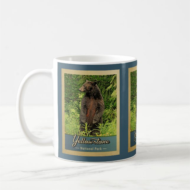 Björn för Yellowstone nationalparkvintage Kaffemugg (Vänster)