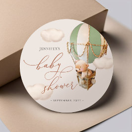 Björn Fördelsetiketter! Baby Shower Klassisk Rund Runt Klistermärke