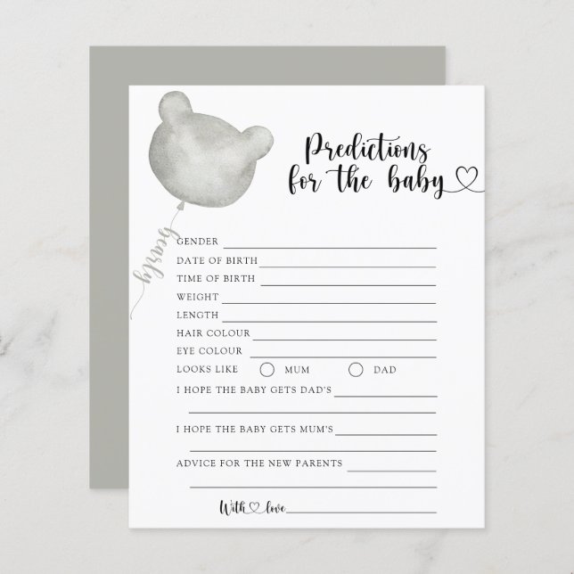 BJÖRN förlossningsförutsägelser och råd (Fram/baksida)