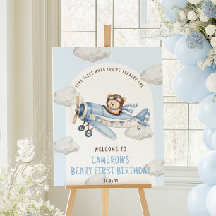 Björn Första födelsedagen Teddybjörn Planet Välkom Poster