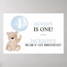 Björn Första Födelsedagsbjörn Banner Bakgrund Post Poster