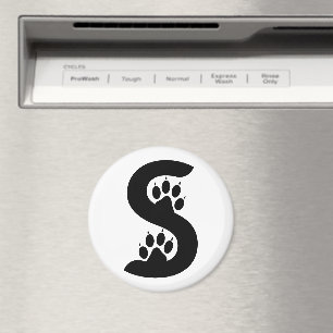 Björn Fotavtryck Bokstav S monogram Magnet