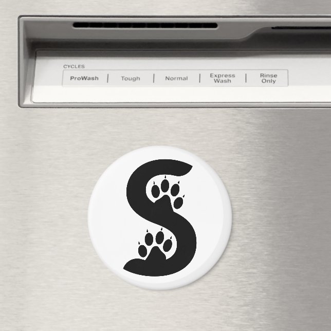 Björn Fotavtryck Bokstav S monogram Magnet (In Situ (Dishwasher))