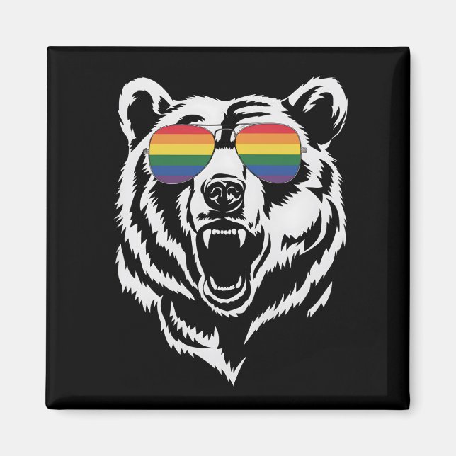 Björn Gay Hbtq Regnbåge Solglasögon Pride Flagga Magnet (Framsidan)