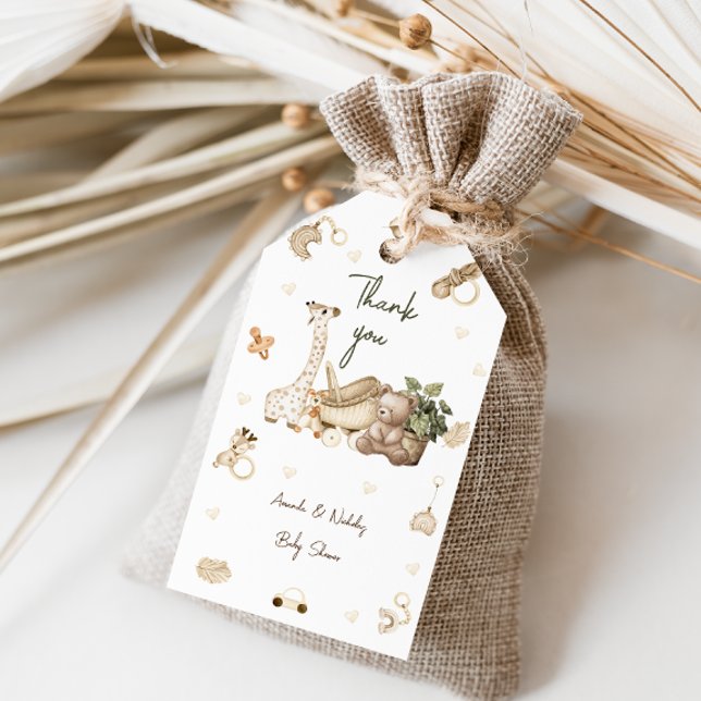 Björn Giraff Leksaker Söt Bebis Baby Shower Presentetikett (Skapare uppladdad)