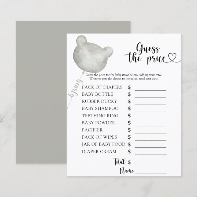 Björn gissa prisa! Spel (Fram/baksida)