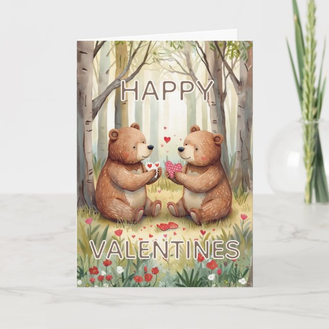 Björn Glad Valentines  Kort (Framsida)
