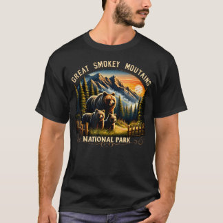 Björn Great Smokey Mountains National Park Svart T Shirt